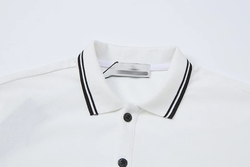 Design Long Sleeve Polo Navy with White Trim and Minimalist Patch Tops Polo - 12
