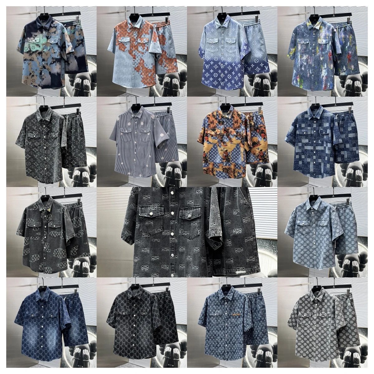 Philipp Plein Skull-Print Denim Shirt and Shorts Set Black - 3