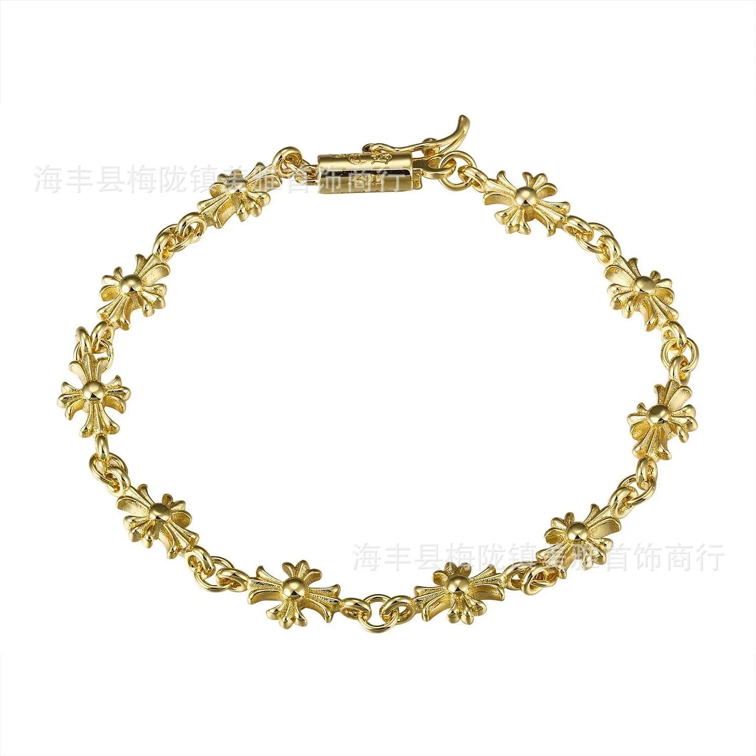 金色十字花手链