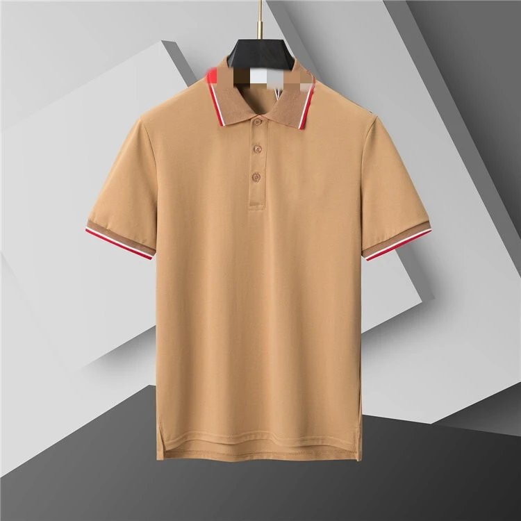 Unbranded Short-sleeve polo shirts with assorted logo and stripe designs — 434 Khaki