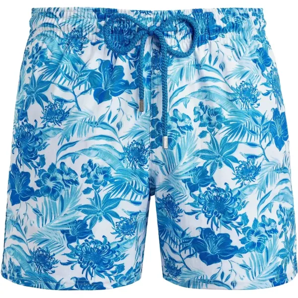 Design Denim Print Drawstring Shorts Blue - 26