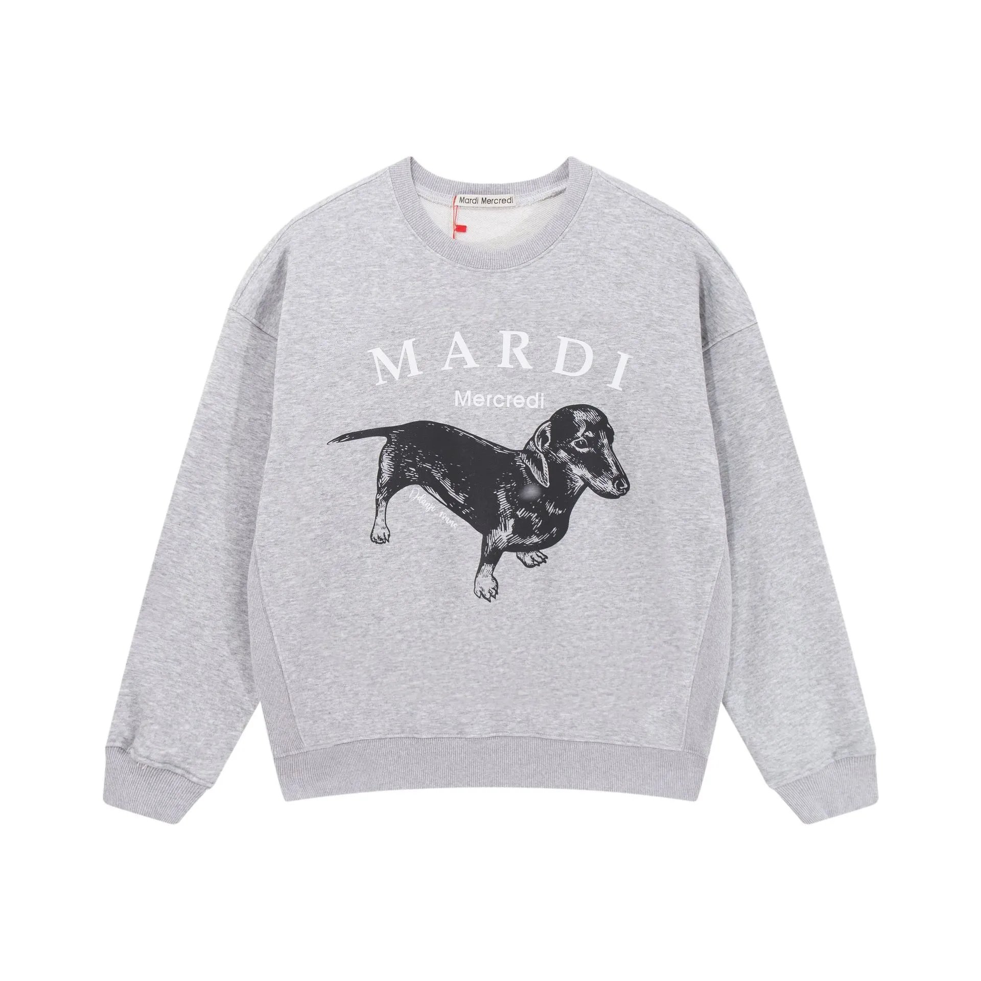Mardi Mercredi Dachshund Graphic Gray Hoodie - 14