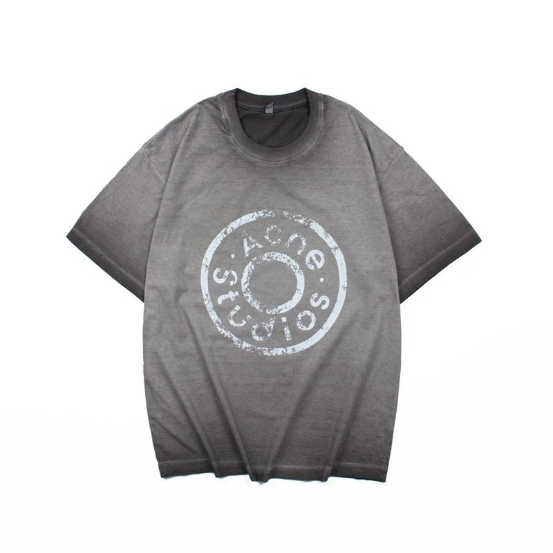 Acne Studios Logo Print Washed Gray T-Shirt - 7