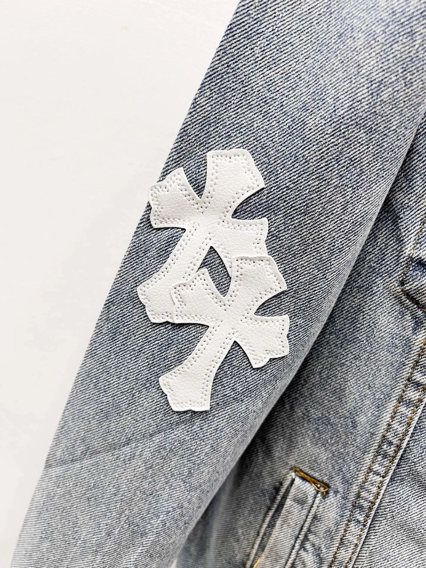 Chrome Hearts Cross-Embroidered Beige Denim Jacket - 8