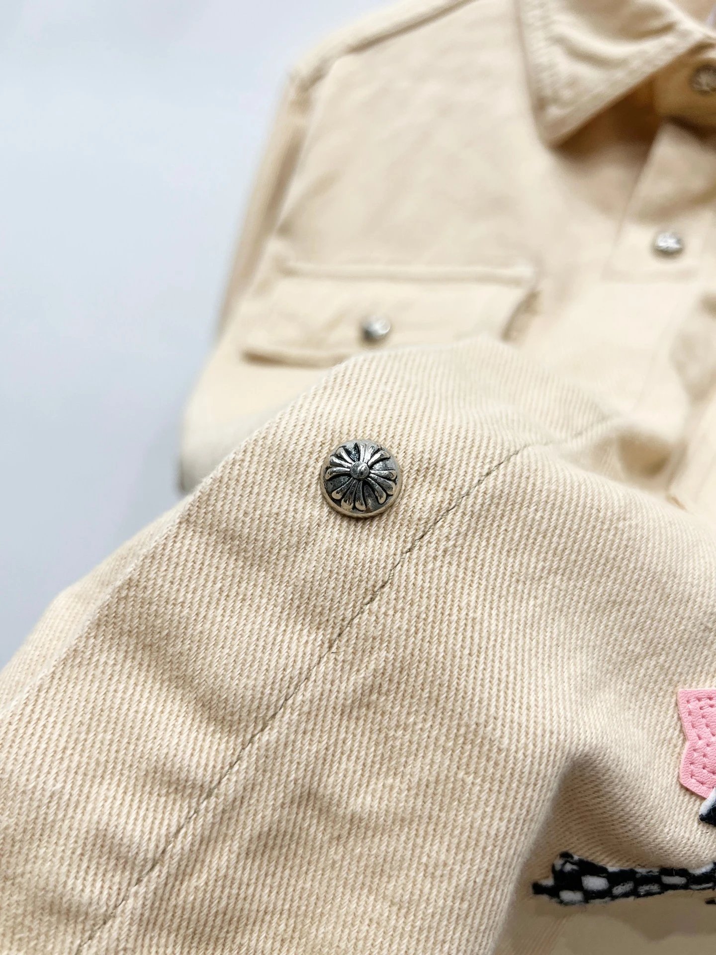 Chrome Hearts Cross-Embroidered Beige Denim Jacket - 11