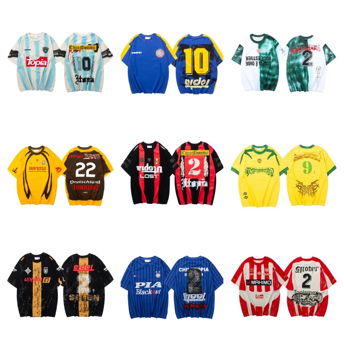 Design Tonal Striped Football Jersey Red White - 2