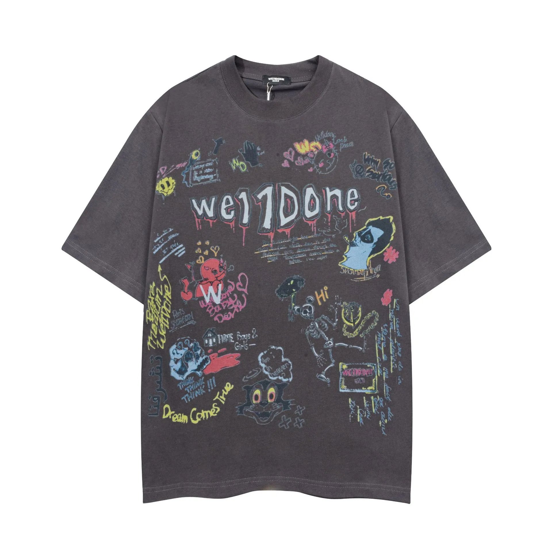Design Wetdone Distorted Logo Black Oversized T-Shirt T-Shirts - 29