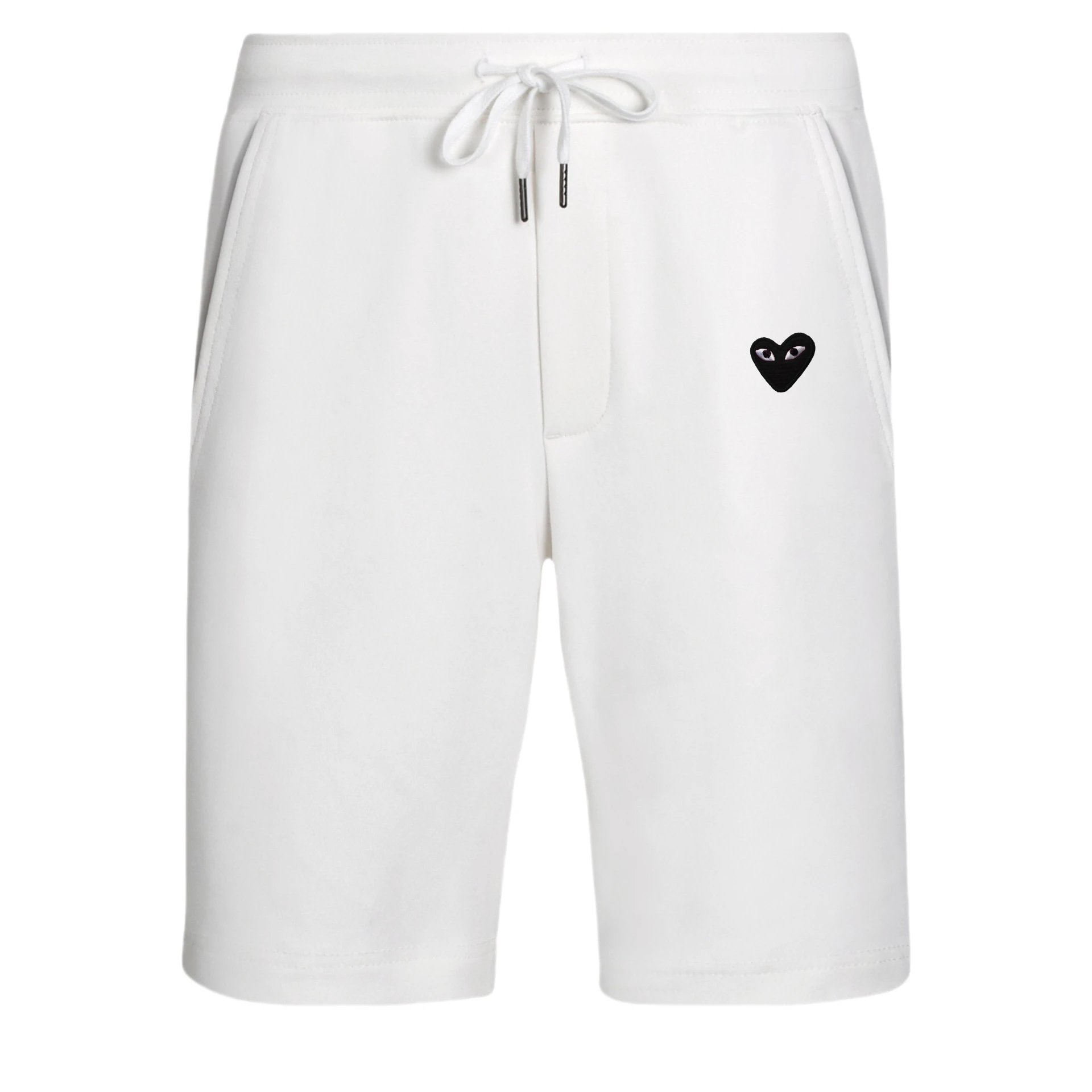 Comme des Garçons Play Heart Embroidered Black Sweat Shorts - 13