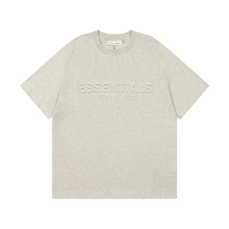 Fear of God Essentials Embossed Logo Heather Gray T-Shirt and Shorts Set - 7
