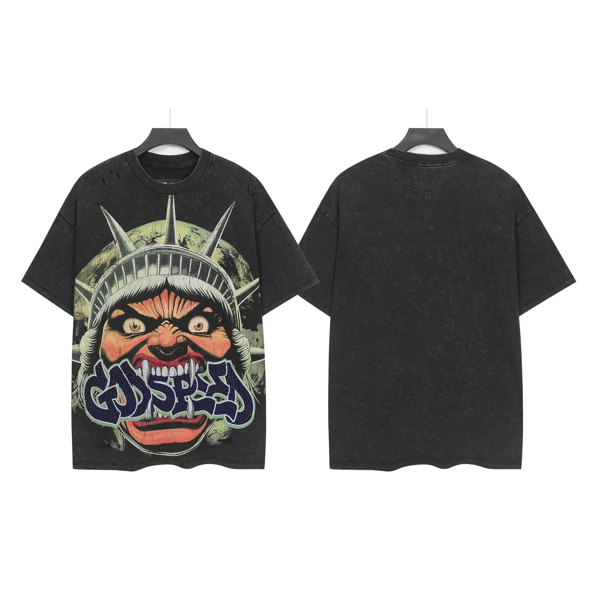 Godspeed Statue of Liberty Screaming Graphic T-Shirt Gray - 12