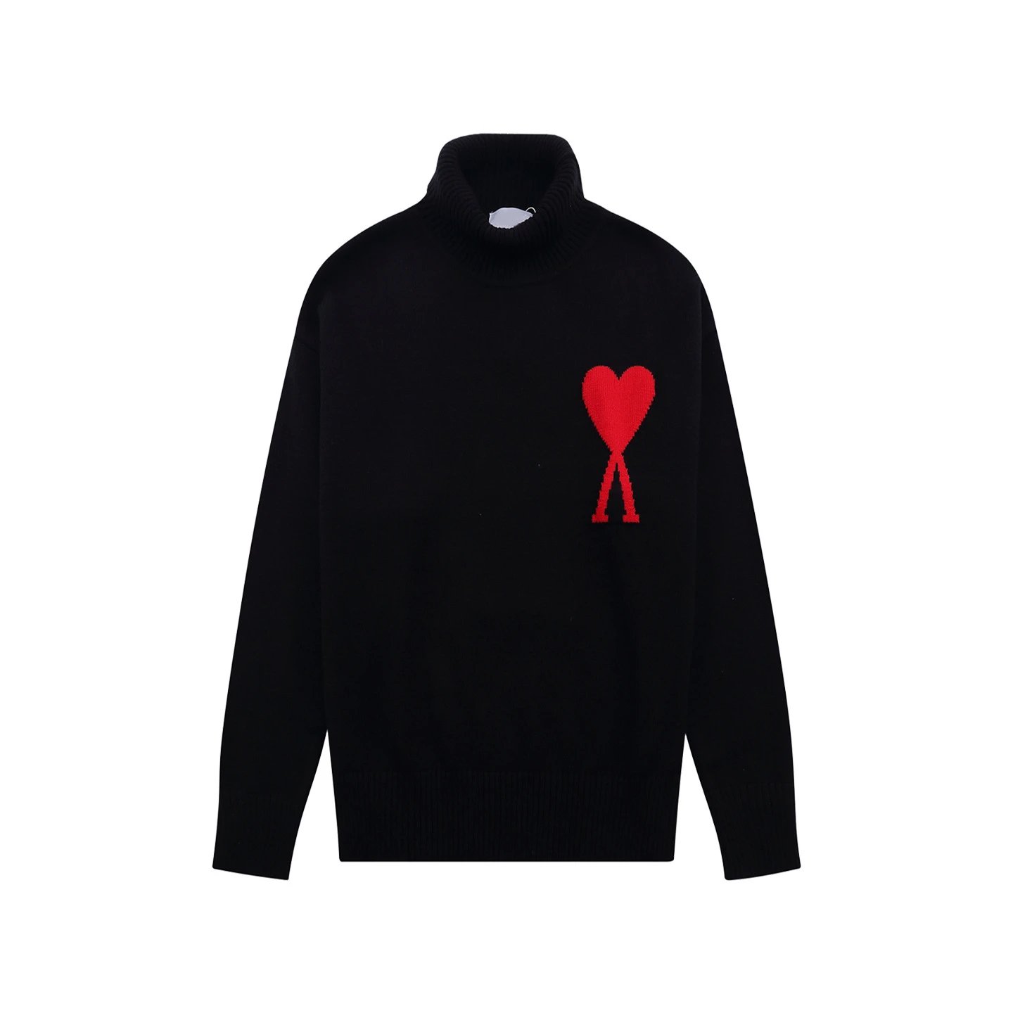 Ami Paris Heart Logo Turtleneck Sweater Forest Green - 24