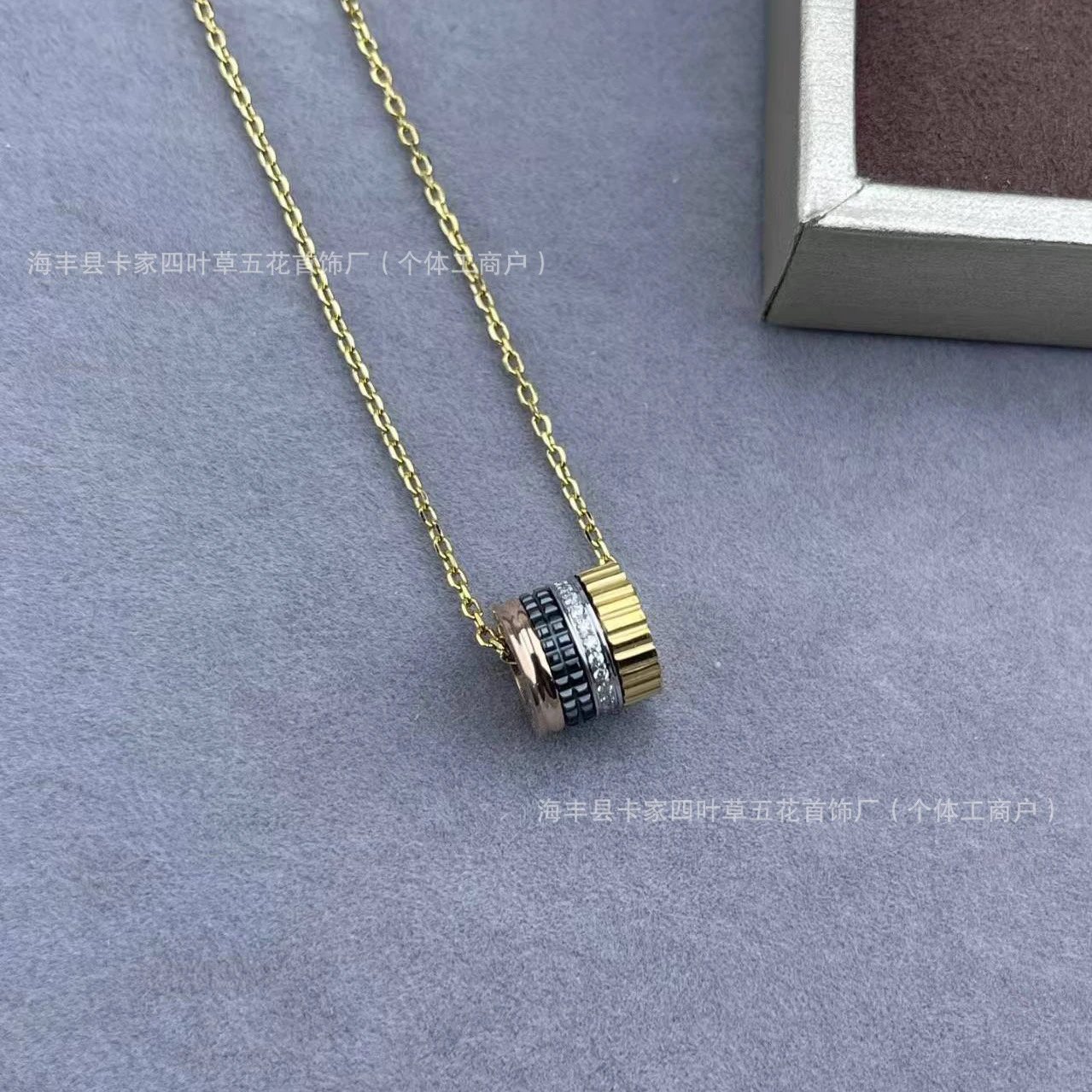 Design Roller Cylinder Pendant Necklace Silver White Jewelry - 11