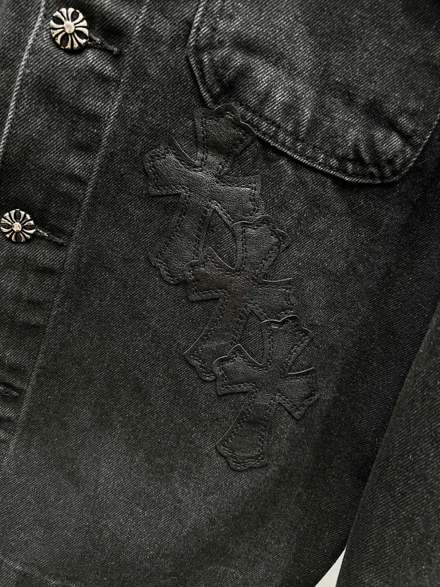 Chrome Hearts Cross-Embroidered Beige Denim Jacket - 4