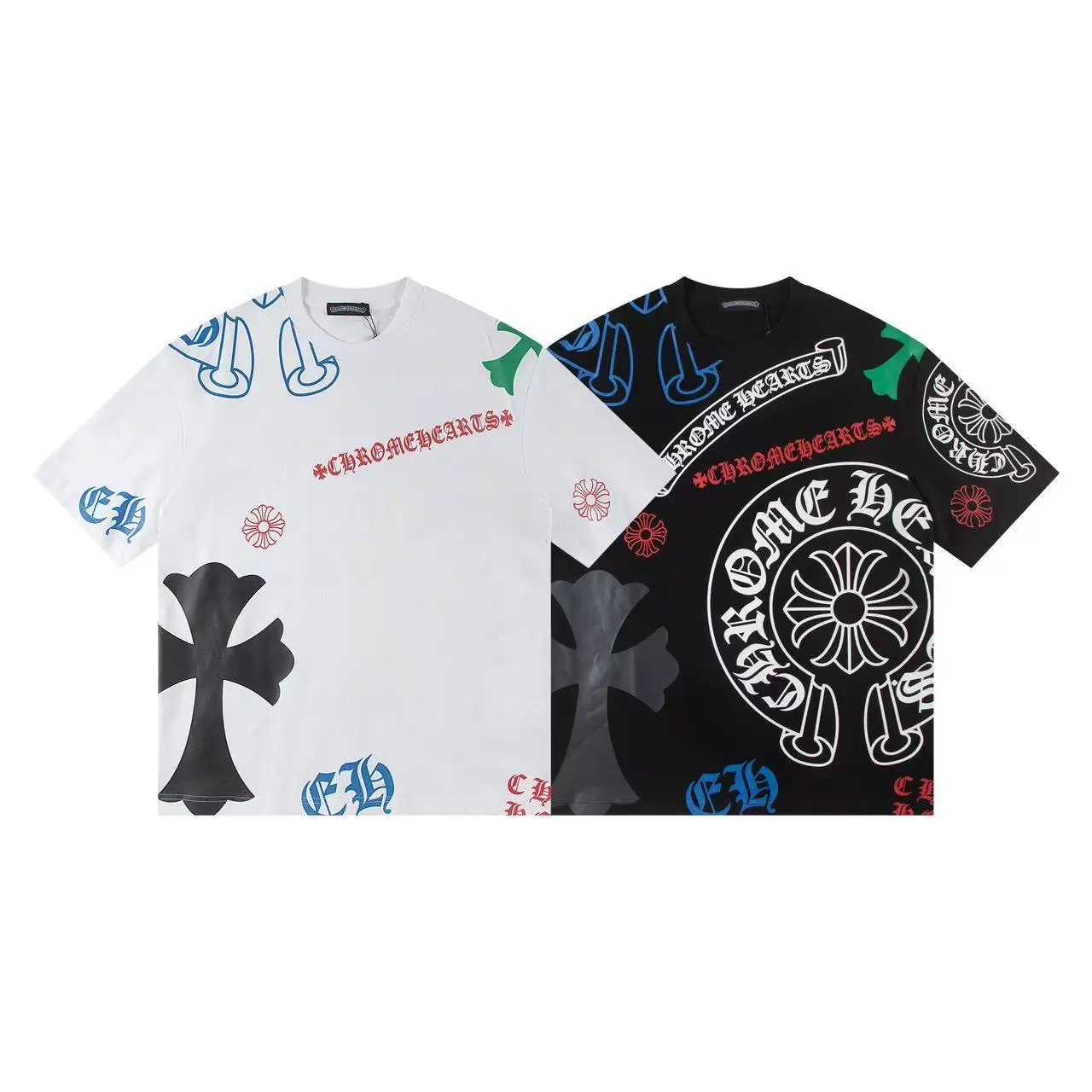 Design Crystal Embellished Splatter Print T-Shirt Black - 4