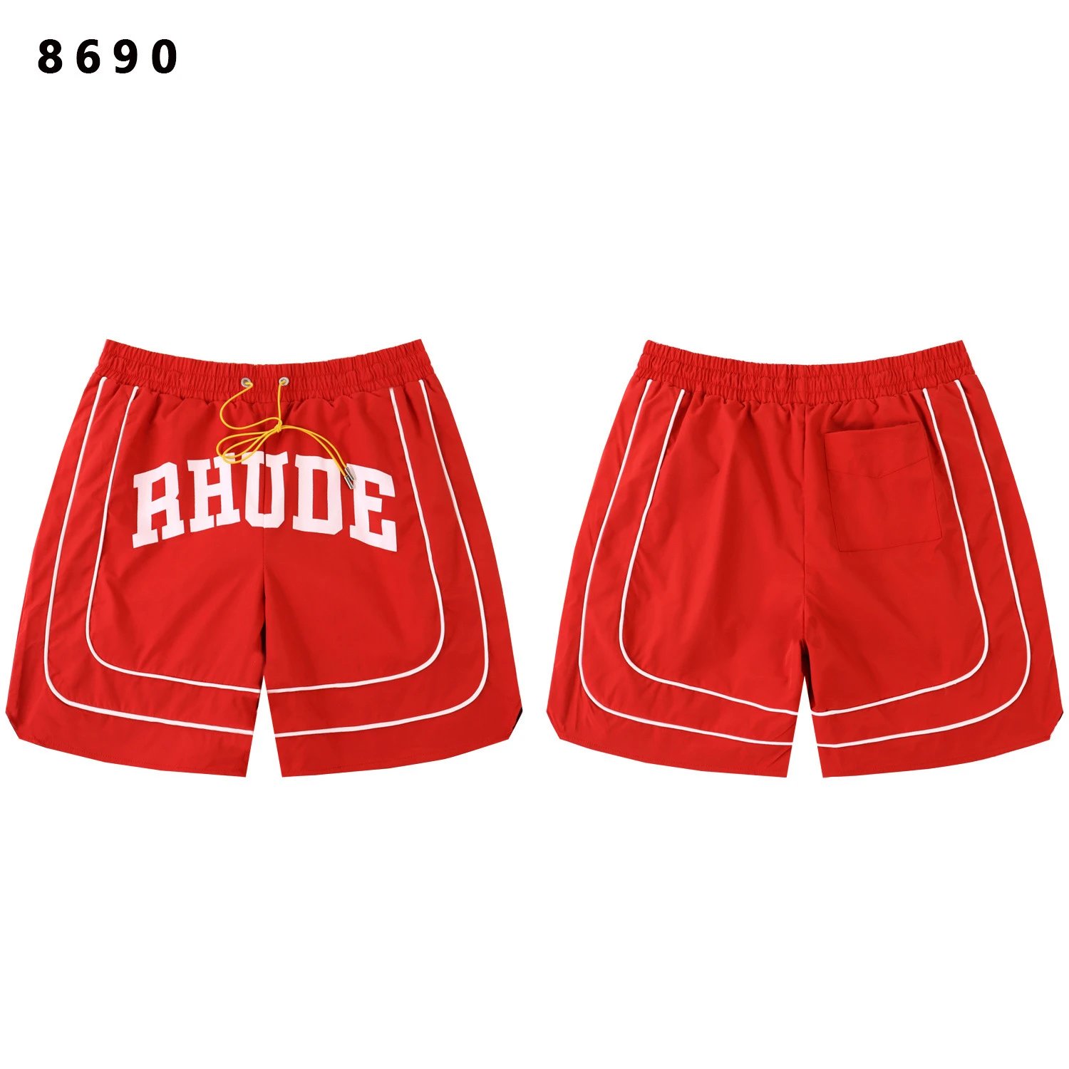 Rhude Sport Shorts Army Green with Yellow Logo - 10