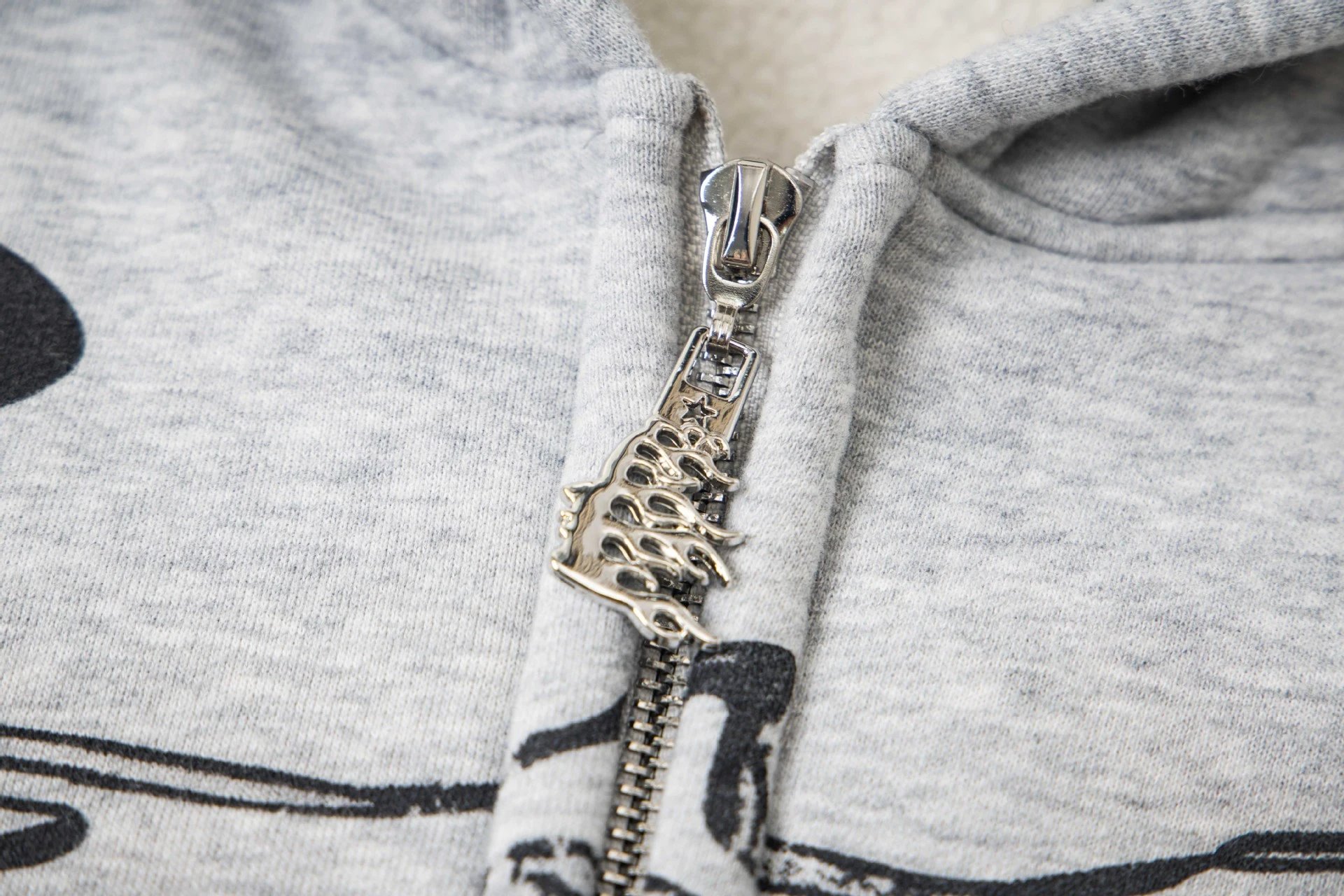Hellstar Graphic Zip-Up Hoodie Gray - 4