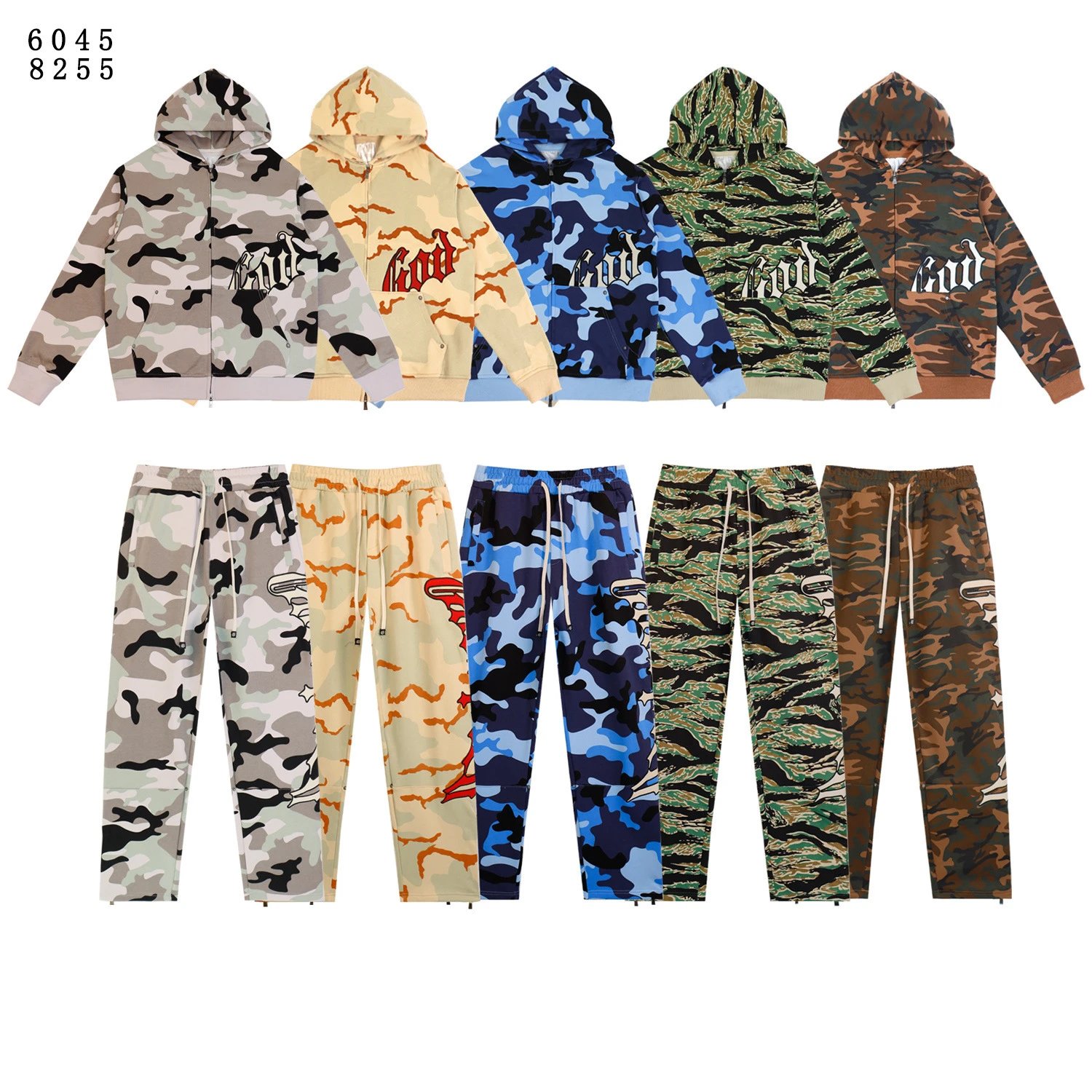 Godspeed Camo Hoodie and Sweatpants Set Coffee Multicolor Tracksuit - 2
