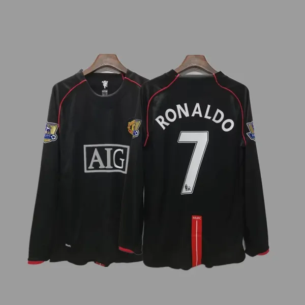 Manchester United 2007-08 Away Jersey Black Ronaldo #7 - 1