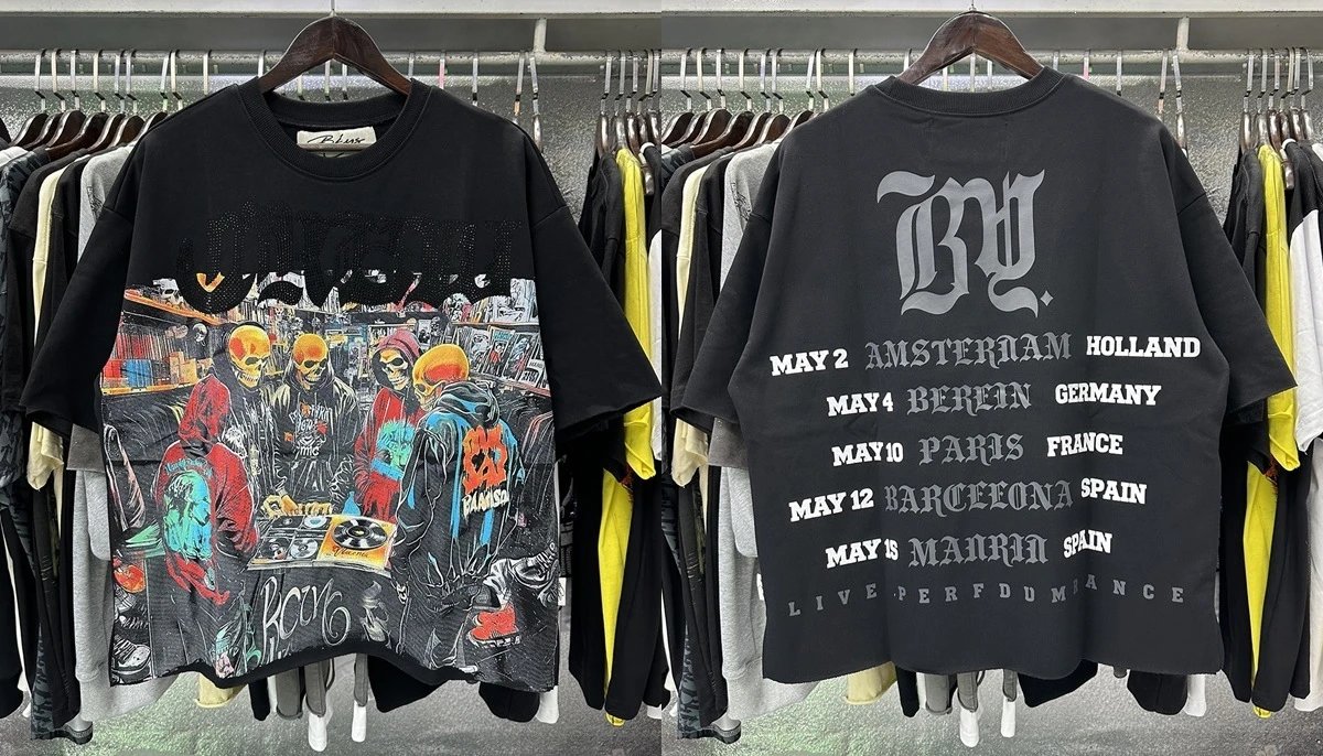 Design Bkys Punk Skull Graphic Oversized T-Shirt Black T-Shirts - 14