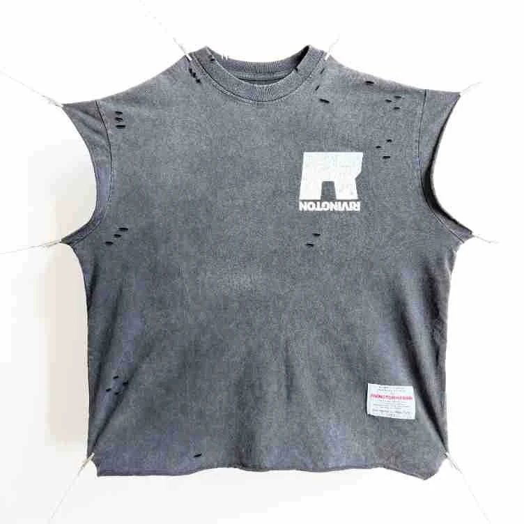 Design Sleeveless Graphic Tee Dark Gray T-Shirt - 29