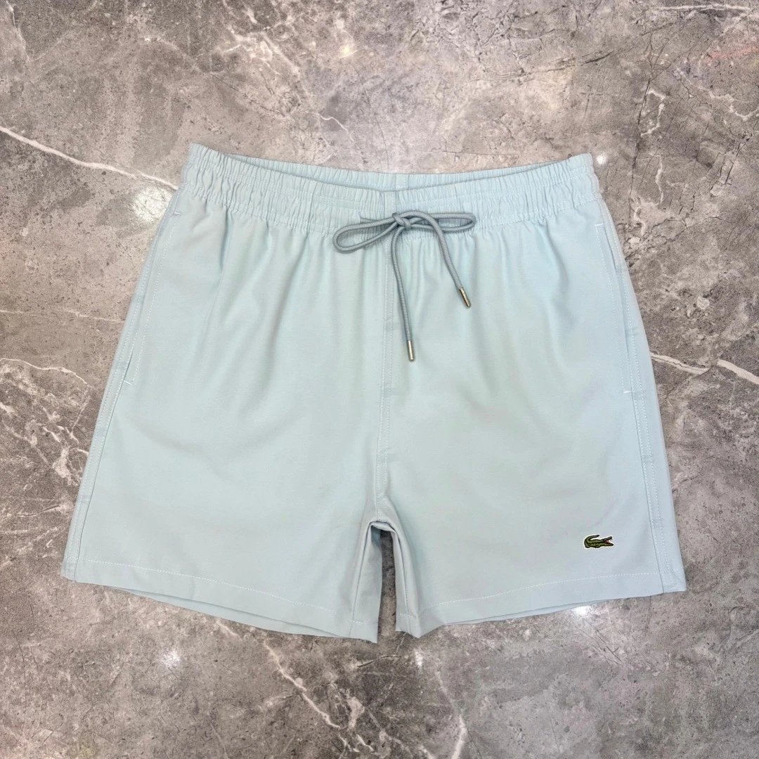 Lacoste All-Over Crocodile Print Drawstring Waist Shorts White - 15
