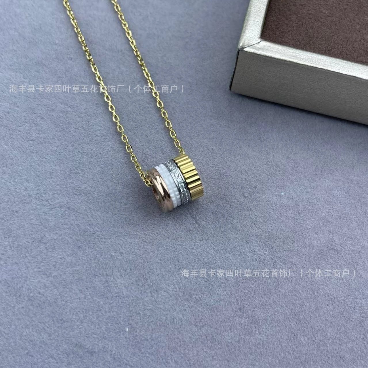 Design Roller Cylinder Pendant Necklace Silver White Jewelry - 10
