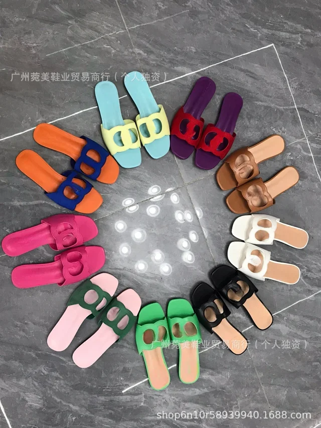 Unbranded Slippers Square-Toe Cutout Vamp Flat Slide product detail image 3