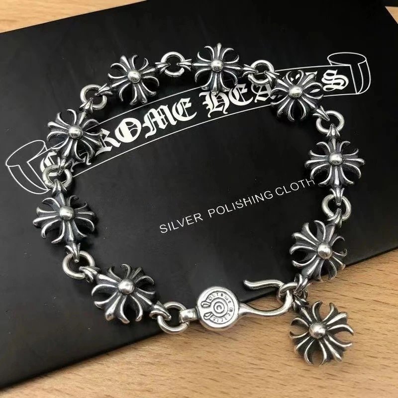 Chrome Hearts Cross Link Bracelet Silver Jewelry - 14