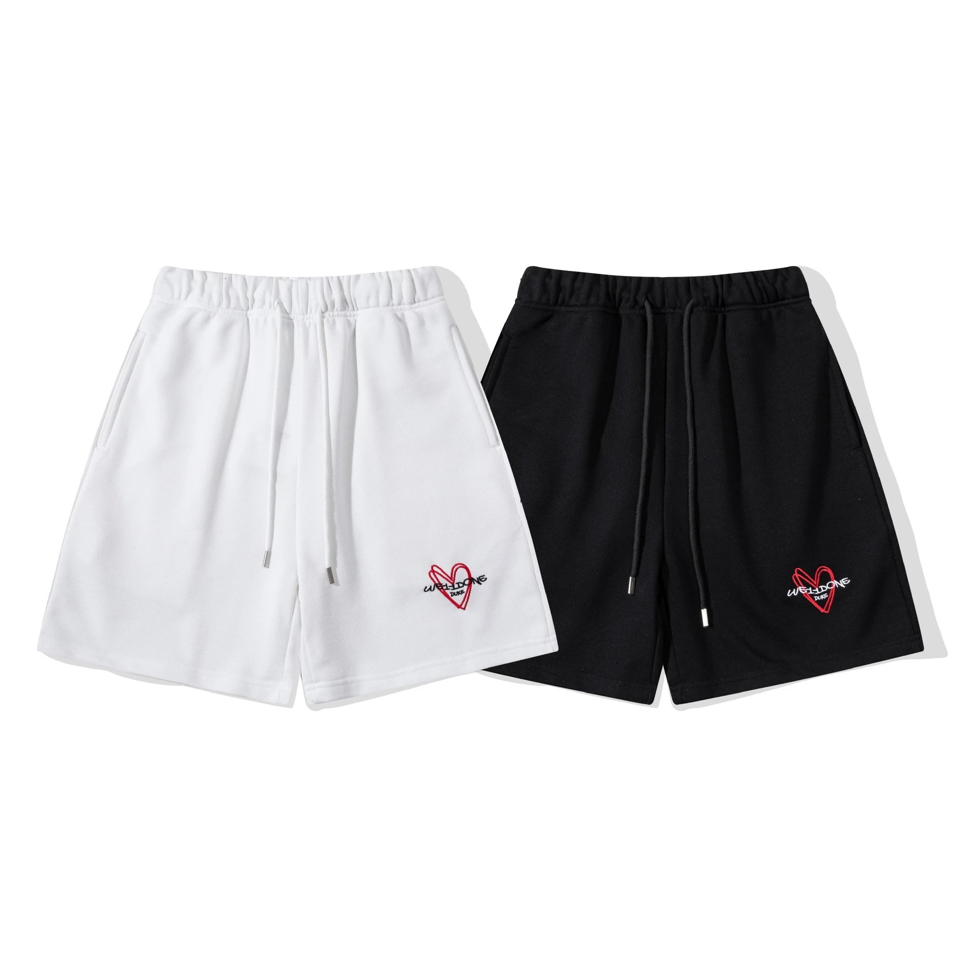 Design WE11DONE Logo Embroidered Black Sweat Shorts - 22