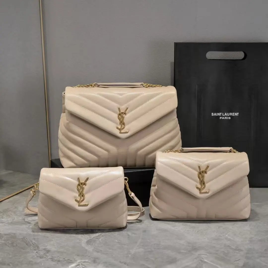 Saint Laurent Loulou Quilted Black Leather Chain Shoulder Bags - 2
