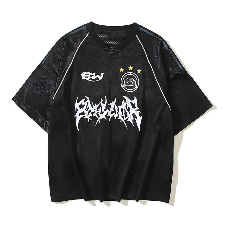 Design Slogan Mesh Jersey Black / White - 21