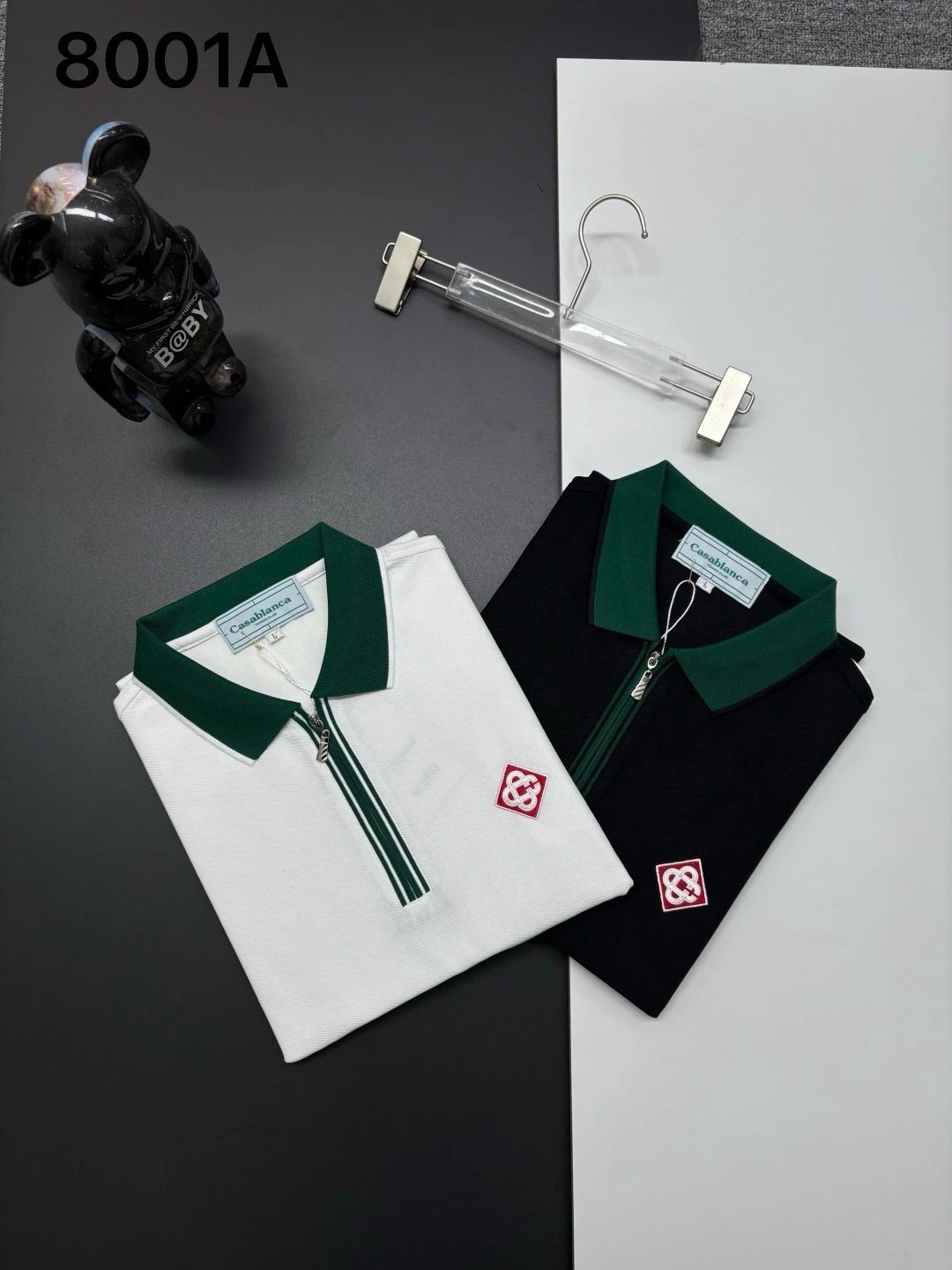 Casablanca Tennis Polo Navy with White and Green Trim Polo Shirt - 6