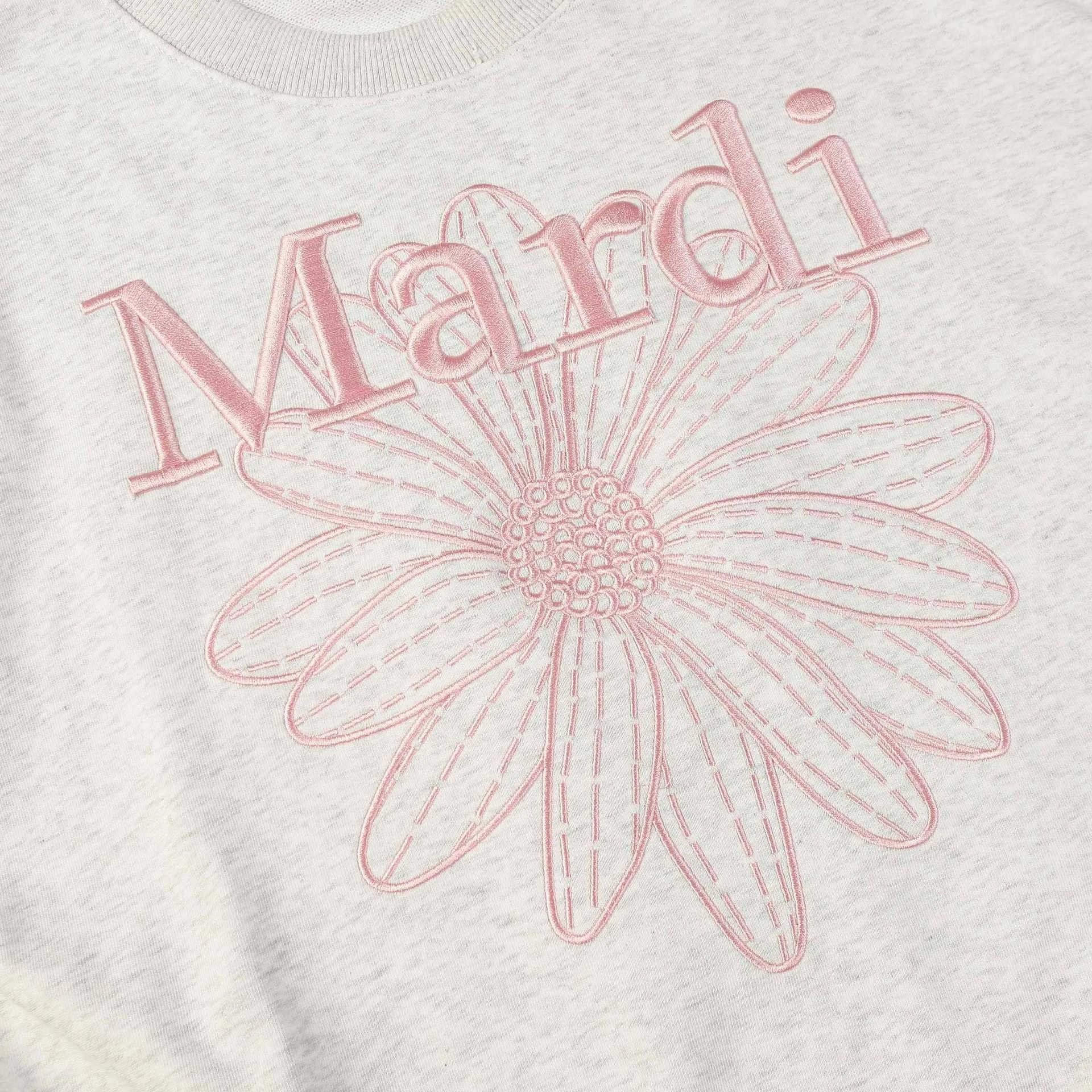 Mardi Mercredi Daisy Embroidered Sweatshirt Gray Hoodie - 6