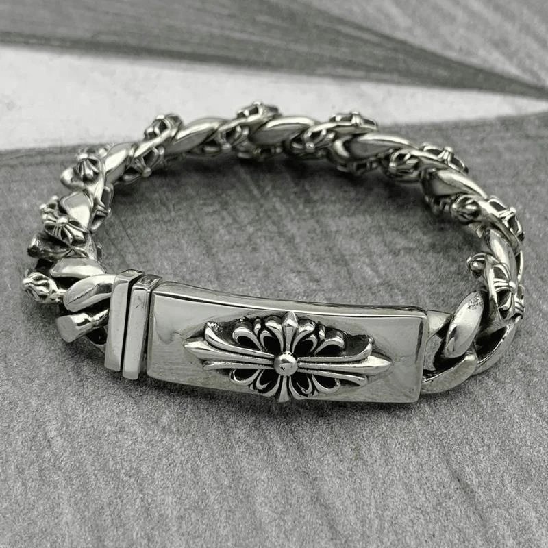 Chrome Hearts Cross Link Bracelet Silver Jewelry - 30