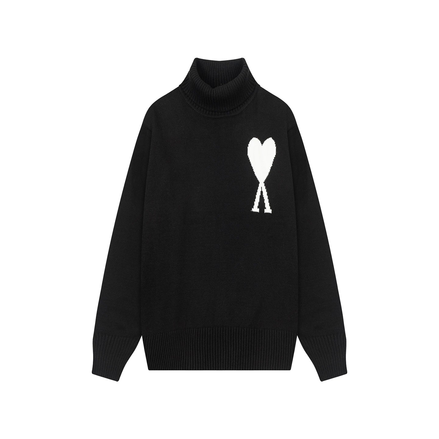Ami Paris Heart Logo Turtleneck Sweater Forest Green - 20