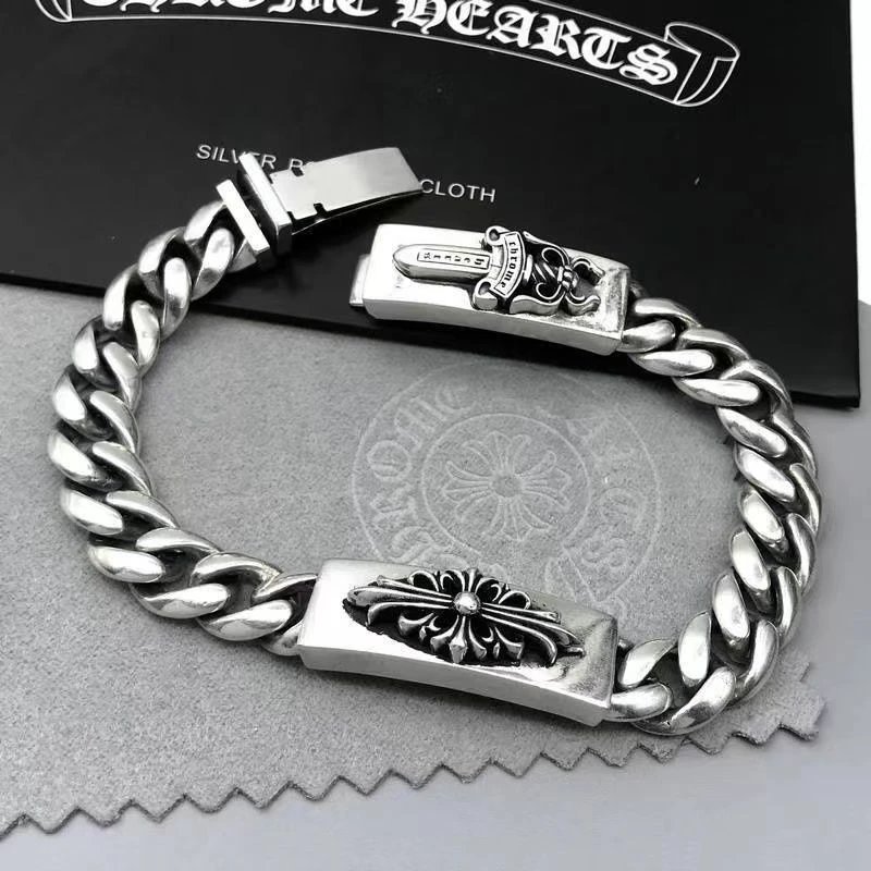 Chrome Hearts Cross Link Bracelet Silver Jewelry - 34