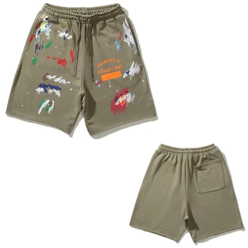 Gallery Dept Paint Splatter Shorts Olive Green Shorts - 11