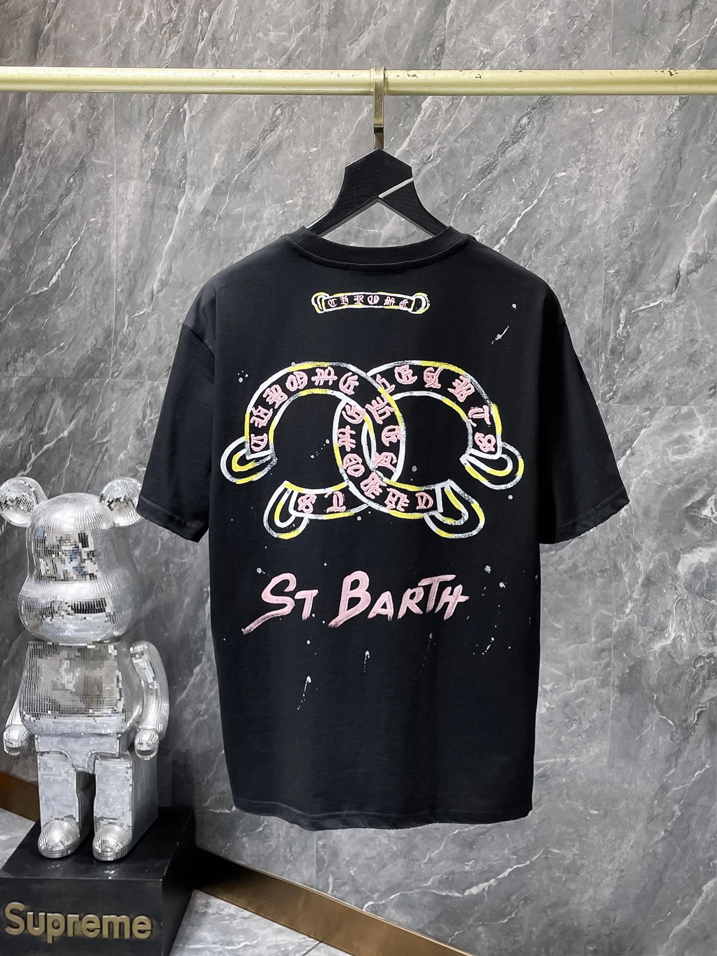 Design St Barth x Unknown Brand Graphic Print Black Oversized T-Shirt T-Shirts - 46