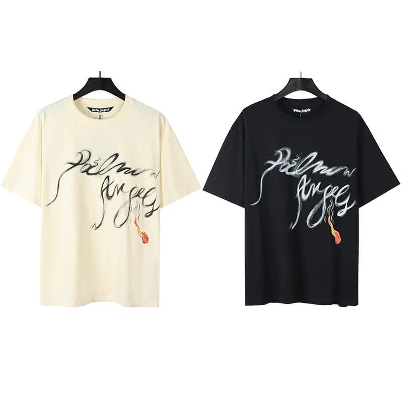 Palm Angels Logo Print White T-Shirt - 36