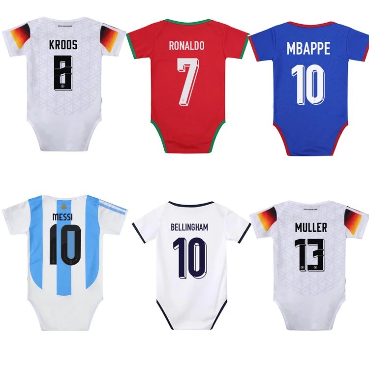 Design Argentina National Team Lionel Messi #10 Baby Onesie White Light Blue Striped Jersey Clothing - 3