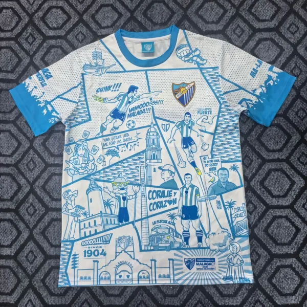 AC Milan Málaga CF Official Collector's Edition Graphic T-Shirt White / Blue T-Shirts - 1