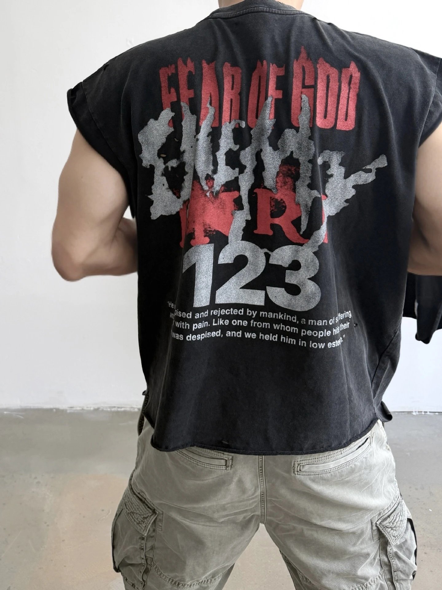 Design Sleeveless Graphic Tee Dark Gray T-Shirt - 6