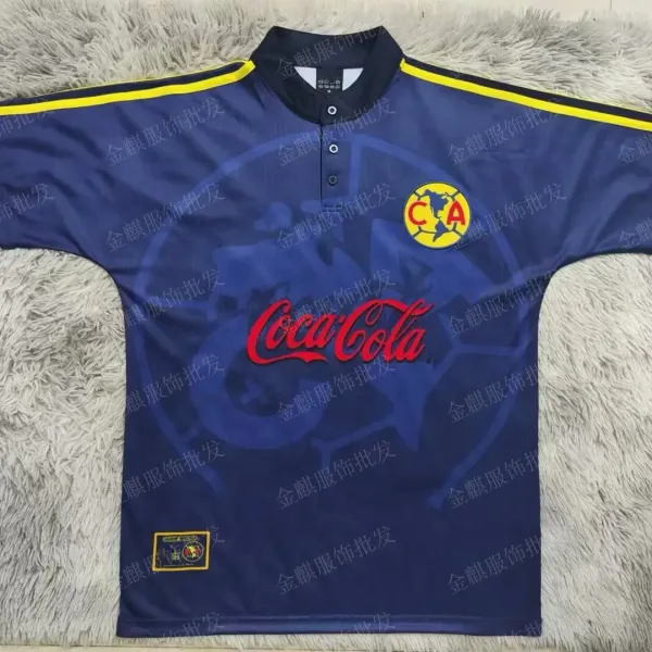 AC Milan Club América x Coca-Cola 1990s Retro Soccer Jersey Navy Jersey - 1