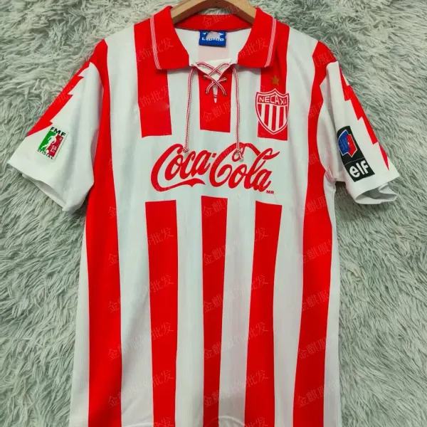 Design Necaxa 1996-97 Home Jersey Red and White Striped Football Shirt Jersey - 1