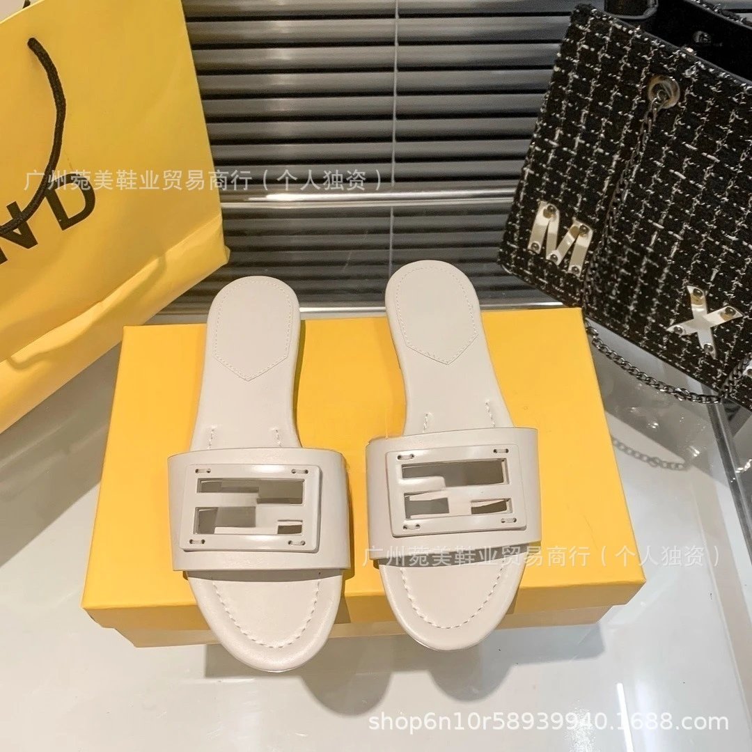 Fendi FF Logo Slide Sandals Olive Green Slippers - 4