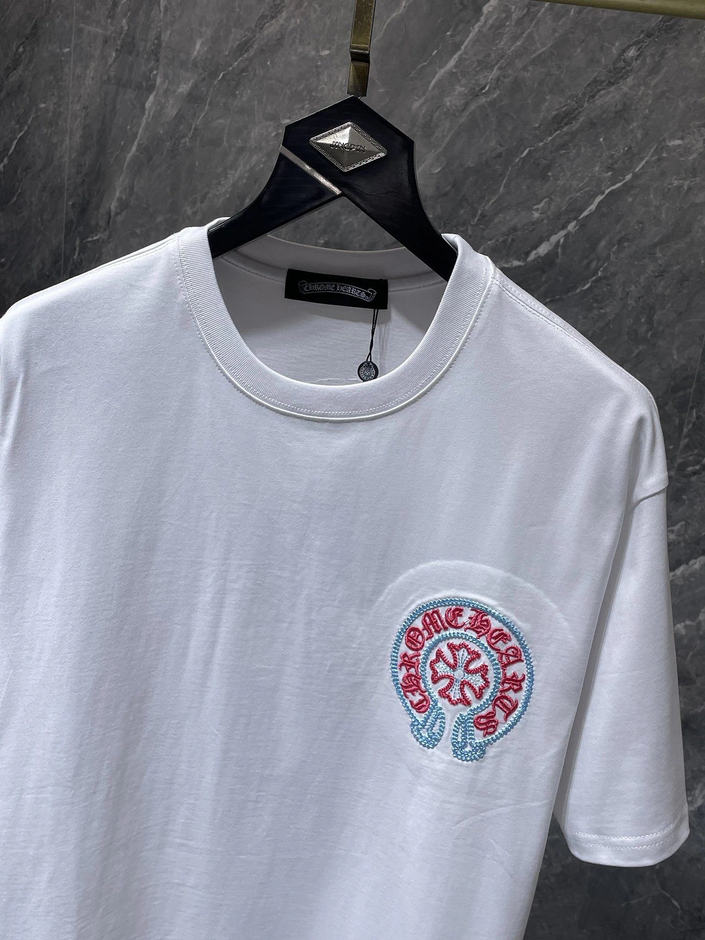 Chrome Hearts Circle Cross Embroidered White T-Shirt - 22