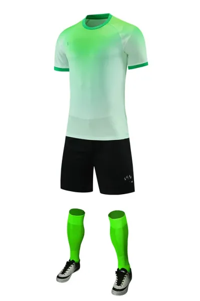 Design Gradient Green Soccer Kit with Black Shorts and Neon Socks Activewear - 1