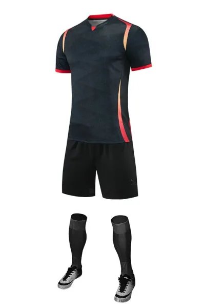 Design Performance Soccer Kit Black Red Multicolor Jersey Shorts Socks Set Activewear - 1
