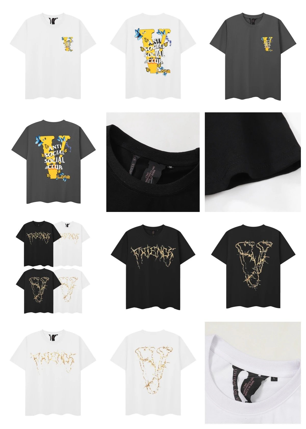 Vlone Friends Floral Print Gray T-Shirt - 12
