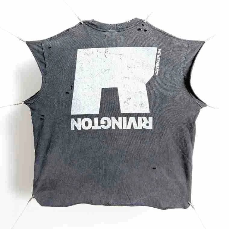 Design Sleeveless Graphic Tee Dark Gray T-Shirt - 30
